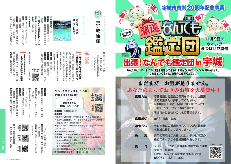 P12、P13 なんでも鑑定団／あなたのくらしにピタッと 月刊 宇城通信の画像、詳細はPDFファイルをご参照ください