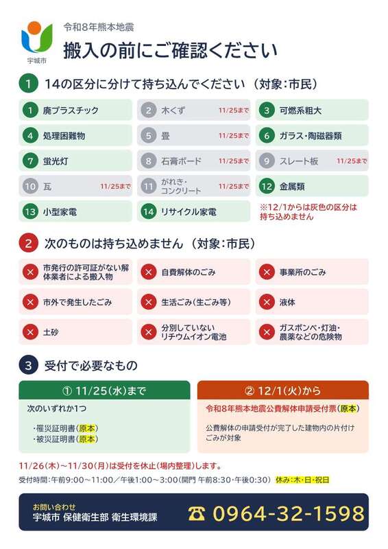 持ち込み可能なゴミと持ち込み不可のゴミについて書かれたチラシ画像
