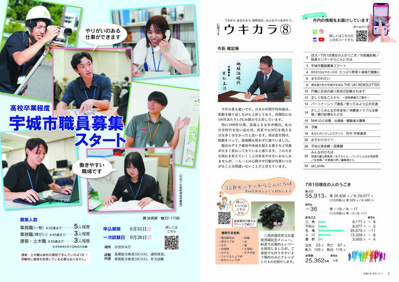 ウキカラ8月号の2から3ページの画像　詳細はPDFをご確認ください。