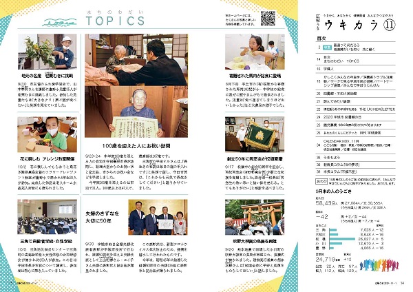 P14、P15 目次　まちのわだい TOPICSの画像